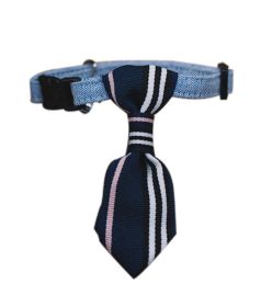 aAdjustable Deep Blue Stripe Dog Cat Neck Tie Decorative Gentleman Dog Collar 6-11 Inches