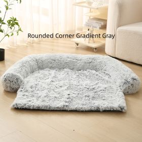 Pet Dog Plush Winter Warm Sofa Cushion (Option: Rounded Corner Gradient Gray-M)