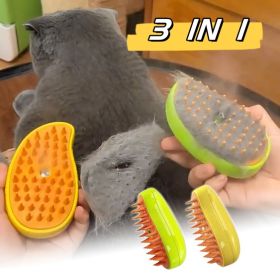 3 In 1 Cat Steam Brush Dogs And Cats Pet Electric Spray Massage Comb Brush For Massage Pet Grooming Cat Hair Brush For Removing (Option: Set-USB)