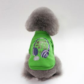 Dog Winter Pet Clothes Brushed Hoody (Option: Music Sweater Green-S)