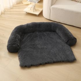 Pet Dog Plush Winter Warm Sofa Cushion (Option: Rounded Corner Dark Gray-M)