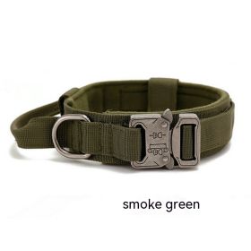 Outdoor Nylon Tactical Dog Collar (Option: Green Collar Antique Silver-M)