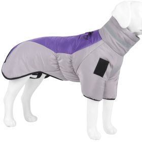 Warm Dog Jacket Winter Coat Reflective Waterproof Windproof Dog Snow Jacket Clothes with Zipper (Color: Purple-Gray, size: 5Xl)