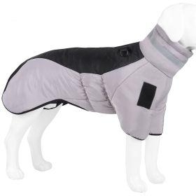 Warm Dog Jacket Winter Coat Reflective Waterproof Windproof Dog Snow Jacket Clothes with Zipper (Color: Black-Gray, size: 5Xl)