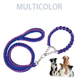 Eight-strand nylon braided dog collar leash dog chain impact blasting chain pet leash (Colour: Red And Blue, Specification (L * W): M)