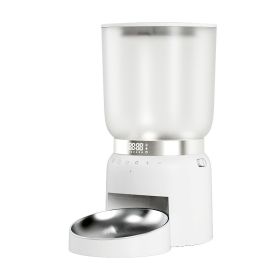 Time Hourglass Pet Automatic Feeding Device Touch Panel Timing and Quantitative Control Food Delivery Without Picking Intelligent Feeding Device (Colour: Time Hourglass Feeder - Touch White, Specifications: American Standard Adapter 110V Voltage)