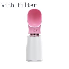 Pet Water Cup Outdoor Portable Water Bottle (Color: Pink With Filter, Style: 550Ml)