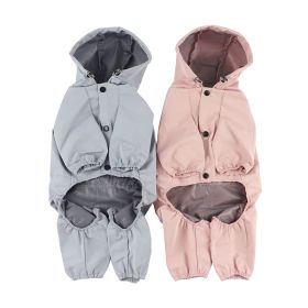 Pet dog clothing waterproof breathable reflective clothing small dog raincoat; Light reflecting strip (Colour: Pink, size: L)