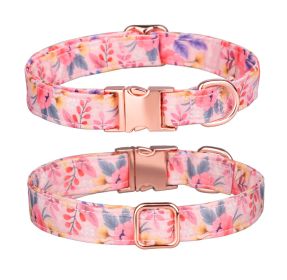 Sunflower pet collar cotton breathable dog collar pet supplies wholesale (Colour: Pink, size: S Width 1.5 Adjustment 26-42Cm)