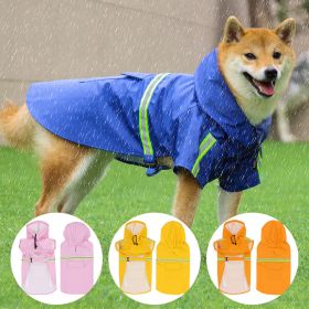 Pet raincoat for large and small dog; PU waterproof big dog raincoat; outdoor reflective dog raincoat (Colour: Orange, size: L)