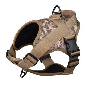 Dog Harness; large dog training tactical chest strap; K9 pet chest strap; vest type reflective dog rope; explosion-proof impulse traction (Colour: Blue Camouflage, Specification (L * W): L)