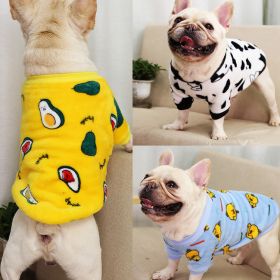 Autumn/Winter warm dog coat Small; medium dog; Flannel warm dog clothing pet supplies; dog clothing (Colour: Bright Yellow Avocados, size: Xl)