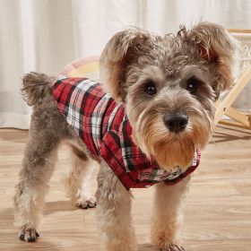 Pet Plaid Shirt For Small & Medium Dogs; Classic Dog Shirt Dog Polo T-Shirt; Pet Apparel (Color: Red, size: Xs)