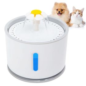 2.4L Automatic Dog Cat Water Fountain Electric LED Pet Flower Water Dispenser Ultra Silent Health Cat Waterer Auto Off Level Window (Color: Grey, size: Us Plug)