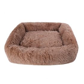 Soft Plush Orthopedic Pet Bed Slepping Mat Cushion for Small Large Dog Cat (Color: Brown, size: M ( 26 X 22 X 7 In ))