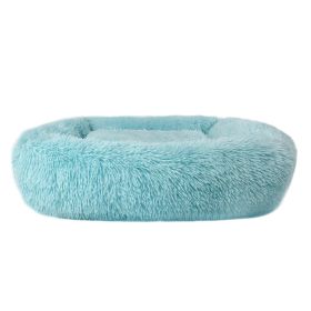 Soft Plush Orthopedic Pet Bed Slepping Mat Cushion for Small Large Dog Cat (Color: Blue, size: L ( 31 X 28 X 7 In ))