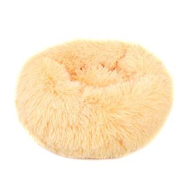 Small Large Pet Dog Puppy Cat Calming Bed Cozy Warm Plush Sleeping Mat Kennel, Round (Color: Apricot, size: 16In)