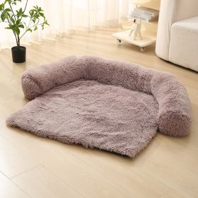 Pet Dog Plush Winter Warm Sofa Cushion (Option: Round Detachable Beige Brown-L)