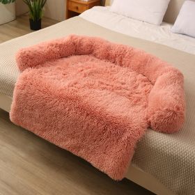 Pet Dog Plush Winter Warm Sofa Cushion (Option: Round Detachable Pink Color-L)