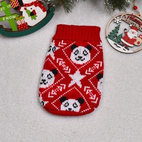 Autumn And Winter Puppy Thickened Pet Clothes Clothing (Option: Red Background Panda-16)