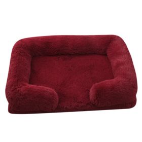 Plush Round Pet Bed Dog Bed Winter (Option: M27 Wine Red-S No Inner Sleeve)