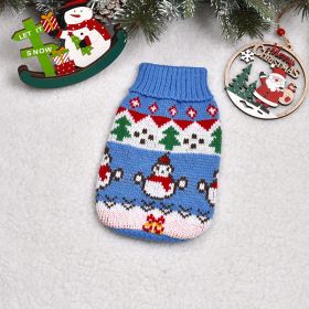 Autumn And Winter Puppy Thickened Pet Clothes Clothing (Option: Blue Snowman-16)