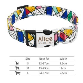 Adjustable Nylon Dog Collar Personalized Dogs Cat ID (Option: 217JH-M)