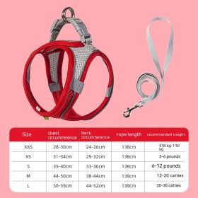 Hand Holding Rope Pet Dog Breast Strap Summer Breathable (Option: Red-XS)