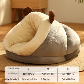 Warm Velvet Padded Thickened Small Dog Nest (Option: Gray Brown Bear-L)