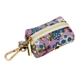 Purple And Wind Floral Dog Collar Hand Holding Rope Metal Bandana Bow Strap Out Shit Bag (Option: Dog Poop Bag-XS)