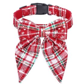 Pet Collar Bow Tie Christmas Dog (Option: Red And White Snowflake-L)